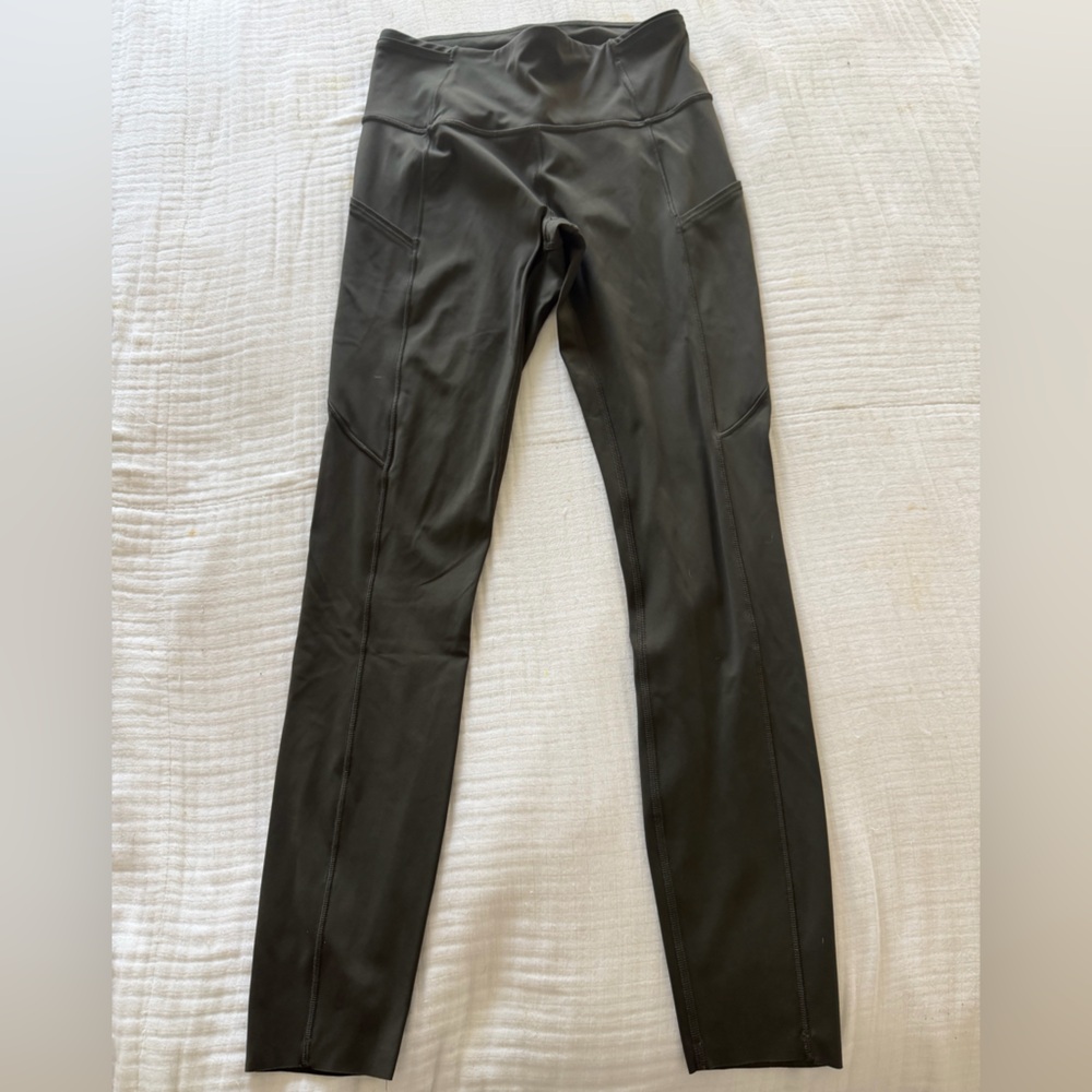 Lululemon Fast & Free Leggings Size 4 Dark Green | High Rise Pocket Performance